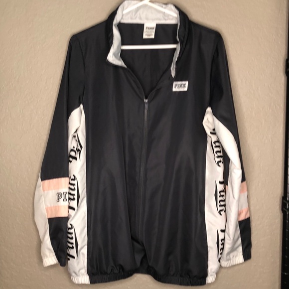 Pink Victoria’s Secret lightweight windbreaker jacket hidden zip hood - Picture 4 of 9